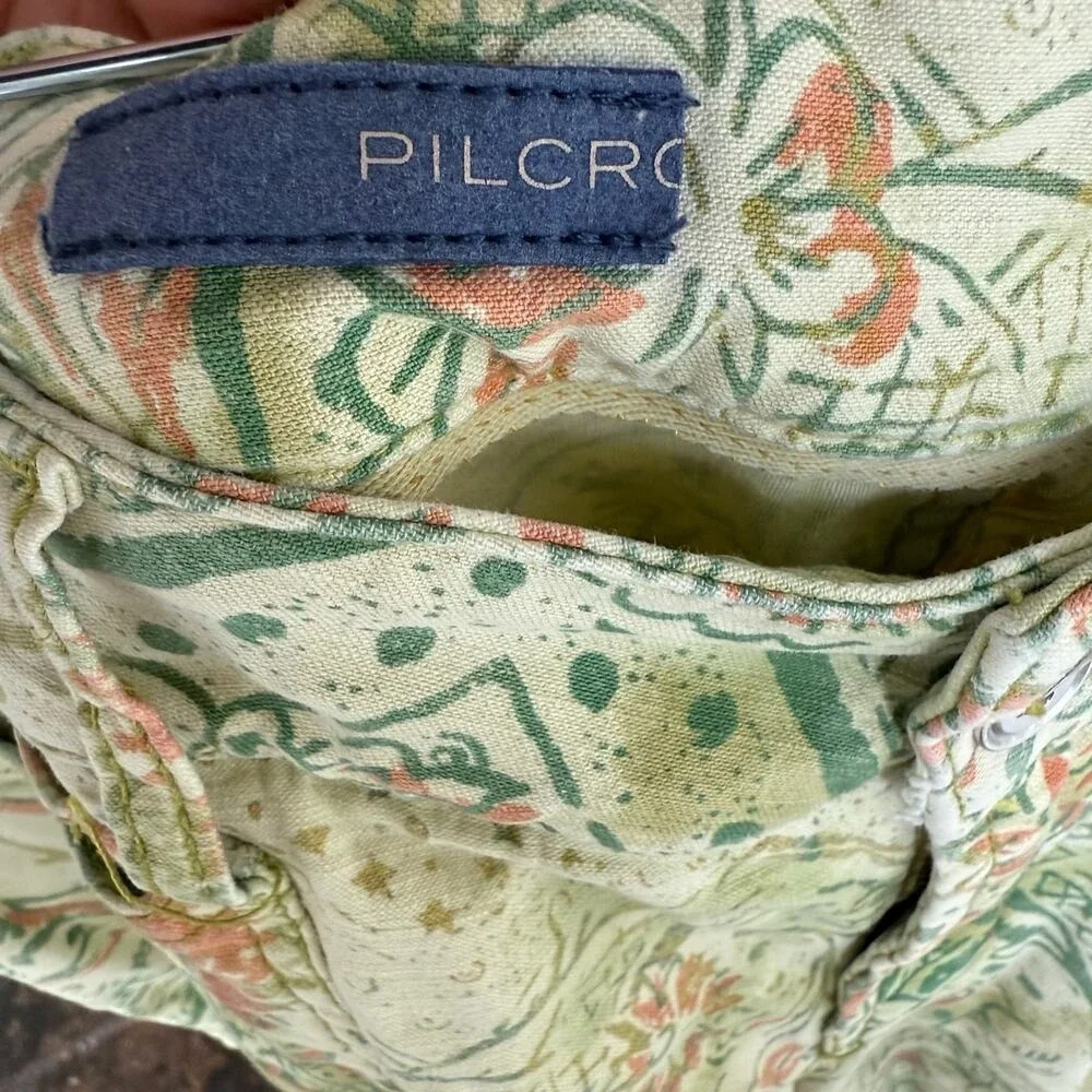 Anthropologie Pilcro Pants Green Floral Print‎ Low Rise The Wanderer Garden 29